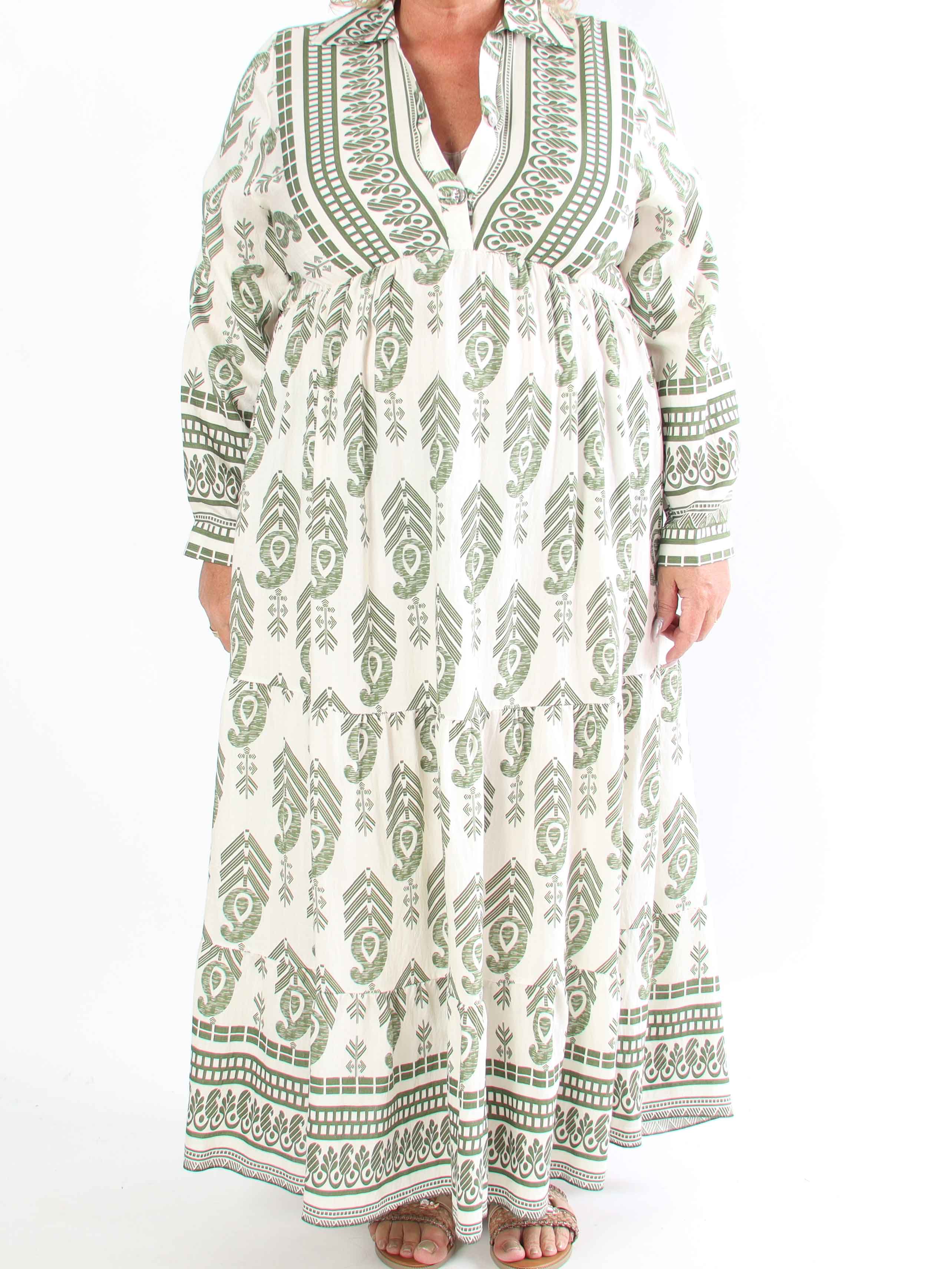 Raina - Lång mönstrad plus size-klänning i viskos